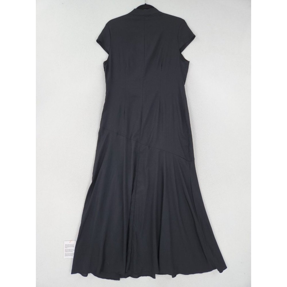 ASOS Dress Womens 10 Black Design A Line Keyhole Front Midi Tea High Neck NEW - Picture 12 of 15
